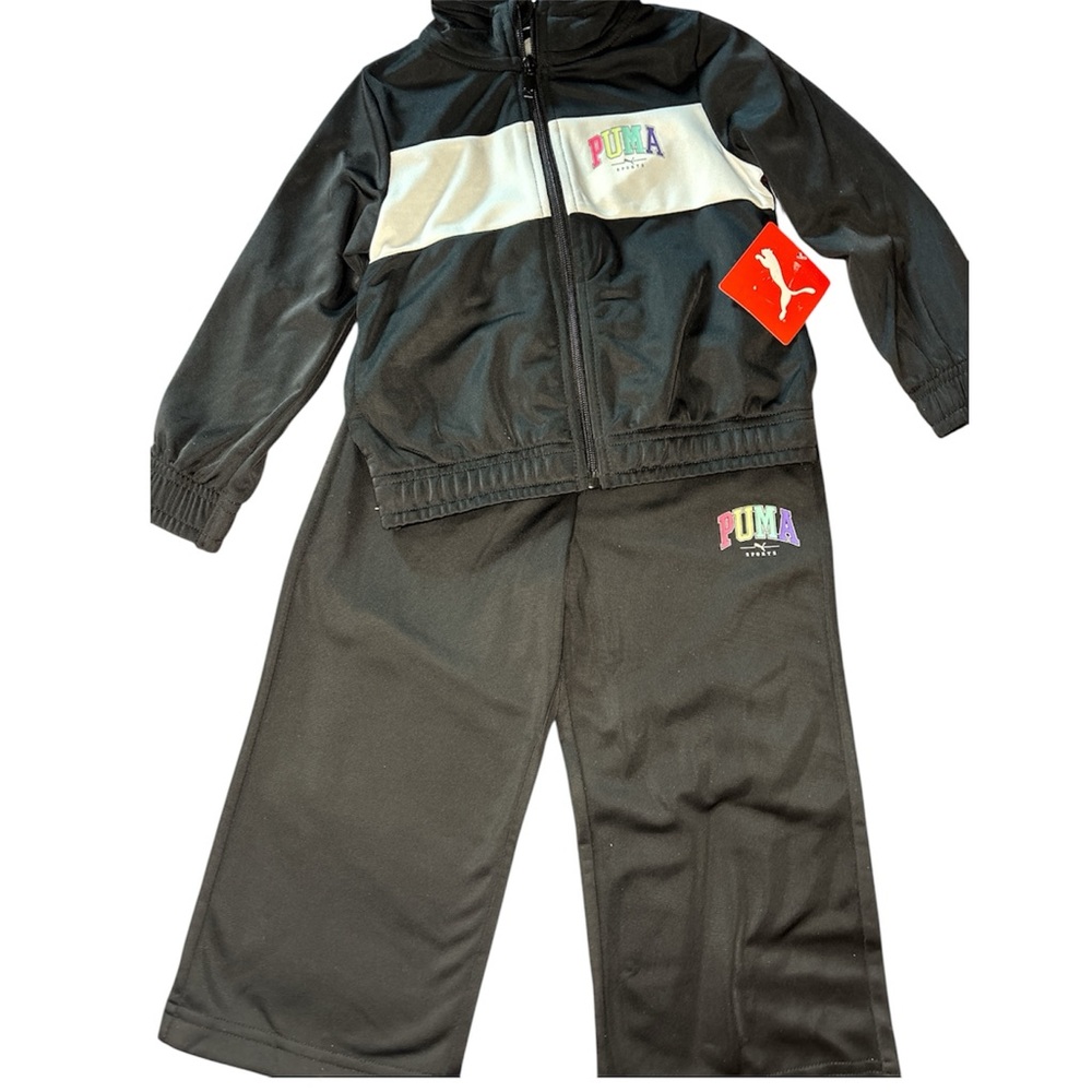 Puma Black and White Tracksuit with Colorful Logo size 2T NEW